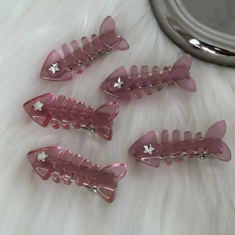 Pink Fishbone Hairclip