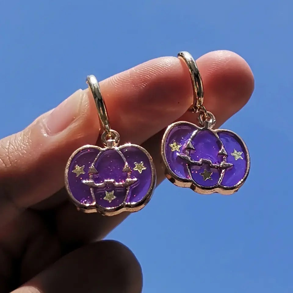 Glitter Pumpkin Earrings