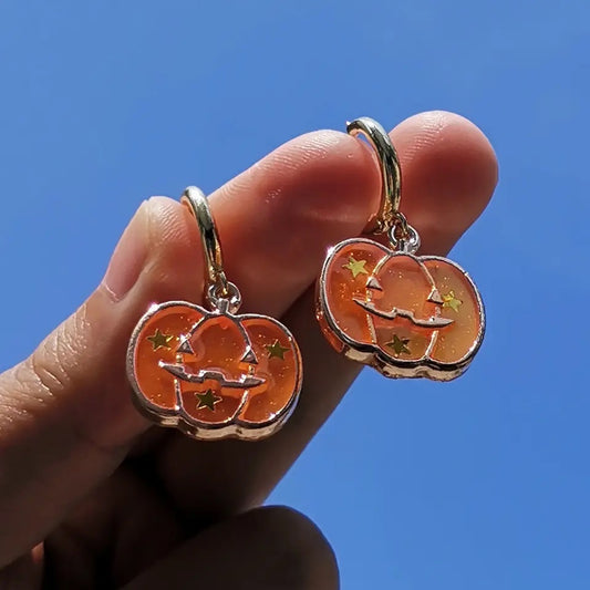 Glitter Pumpkin Earrings