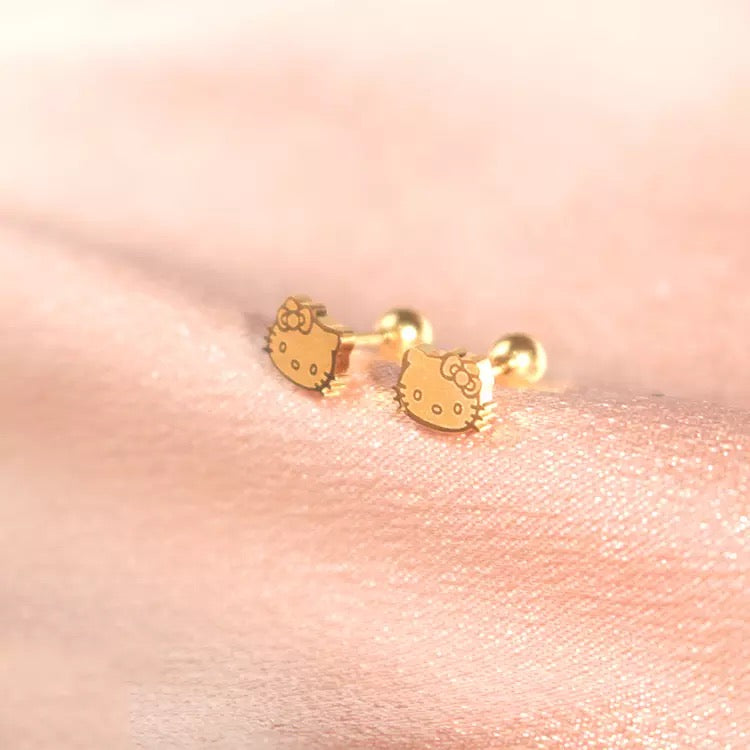 Golden Kitty Stud Earrings