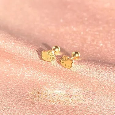 Golden Kitty Stud Earrings